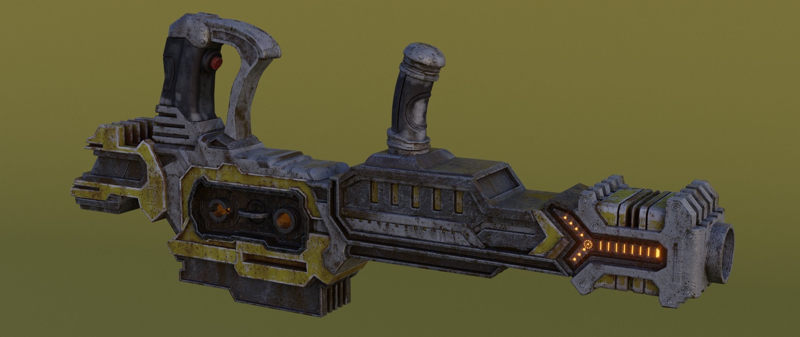 Sci-fi Heavy Blaster Low-poly 3D model_14