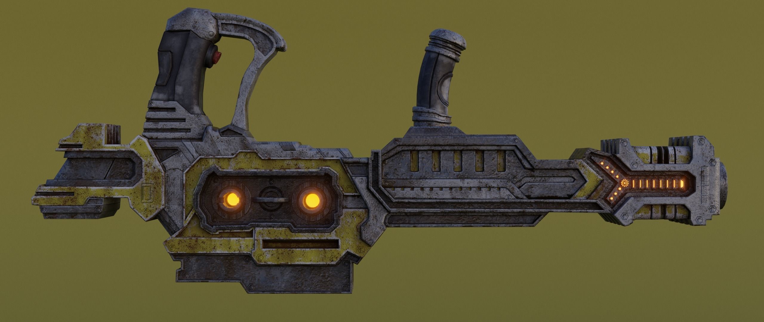 Sci-fi Heavy Blaster Low-poly 3D model_13