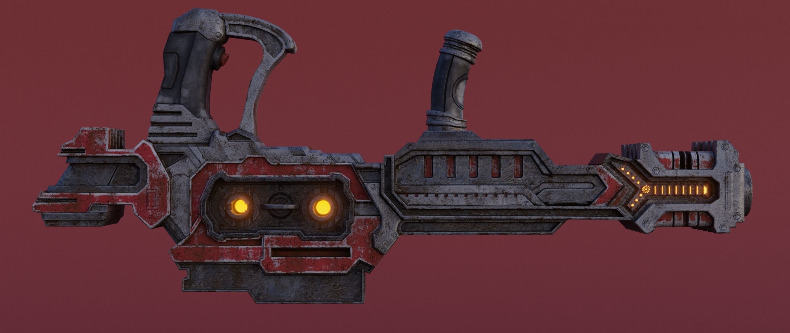 Sci-fi Heavy Blaster Low-poly 3D model_9