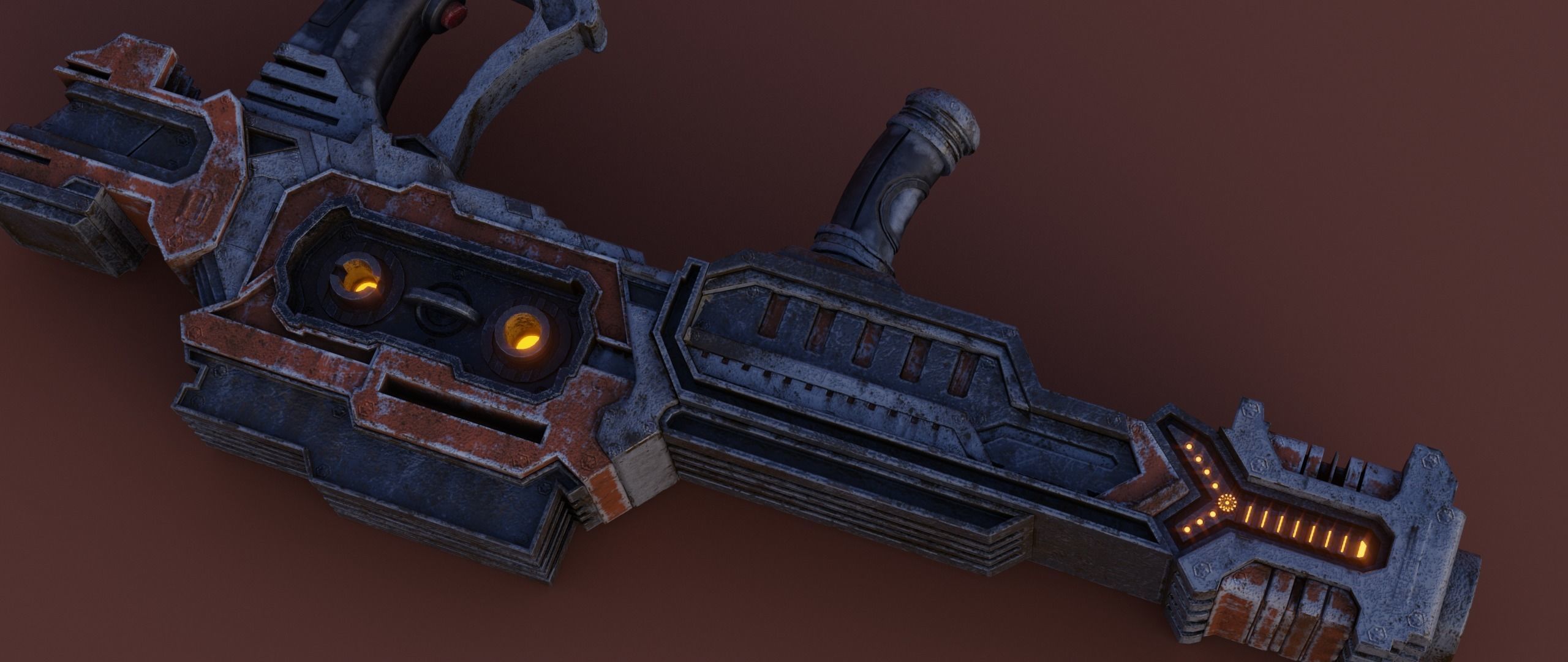 Sci-fi Heavy Blaster Low-poly 3D model_8