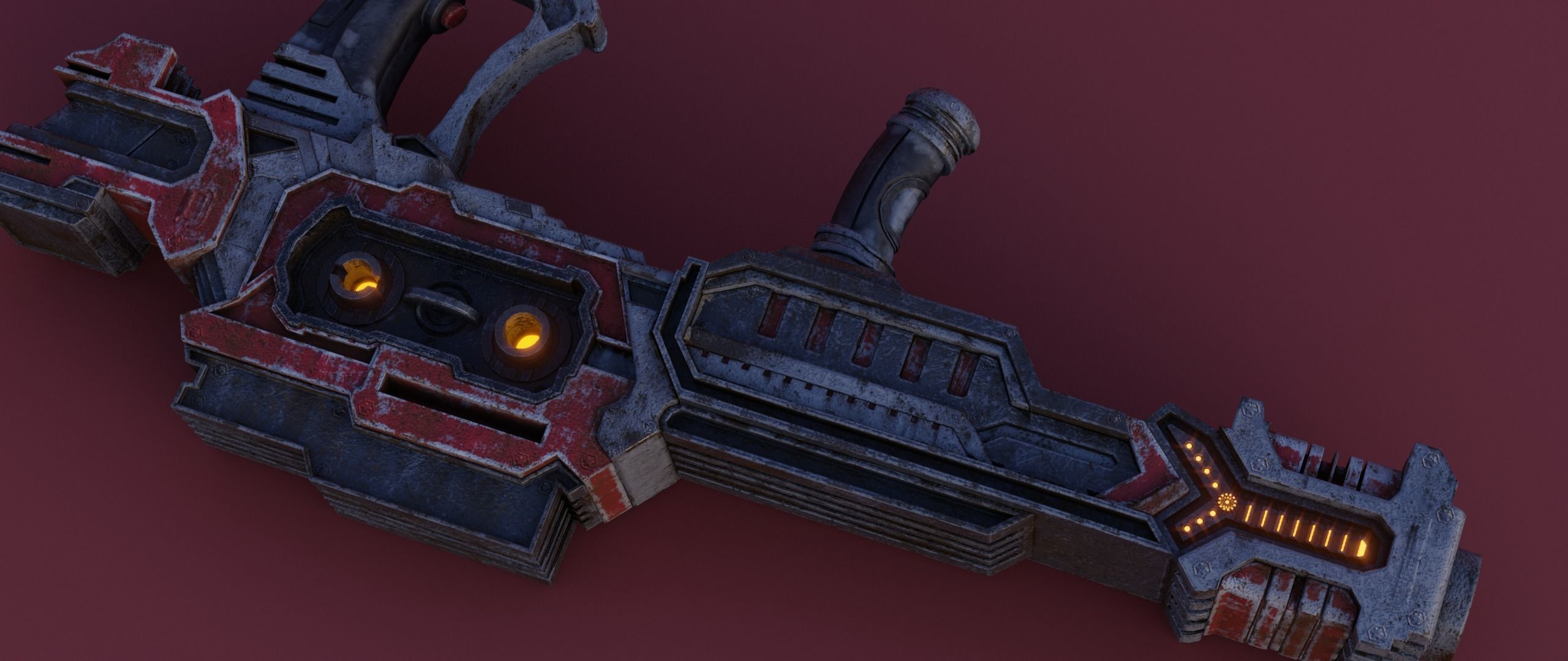 Sci-fi Heavy Blaster Low-poly 3D model_12