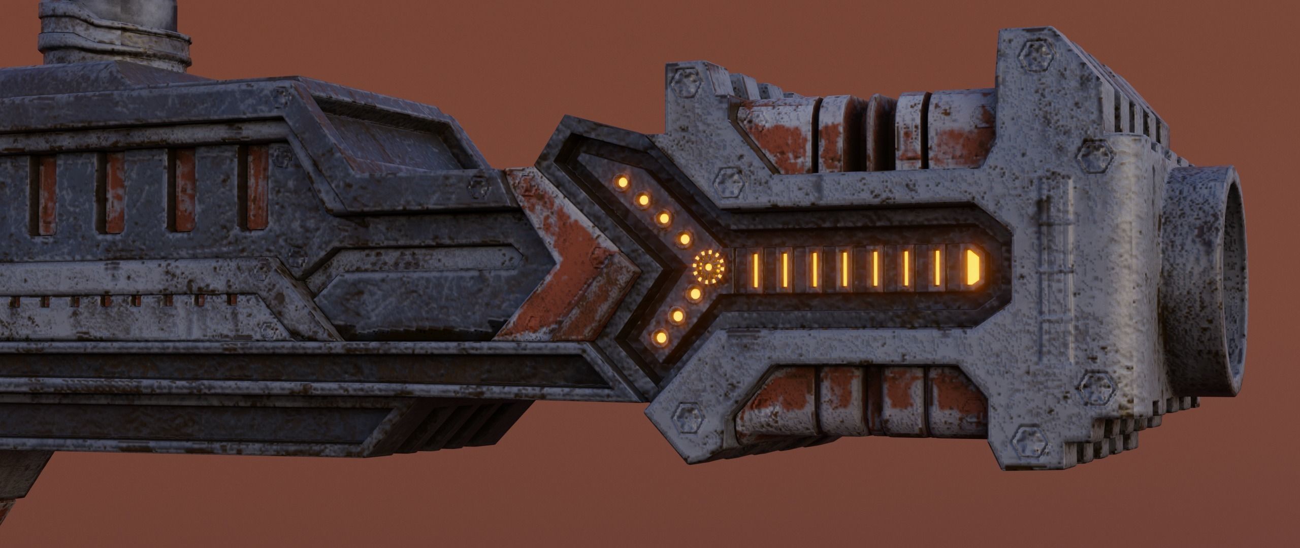 Sci-fi Heavy Blaster Low-poly 3D model_5