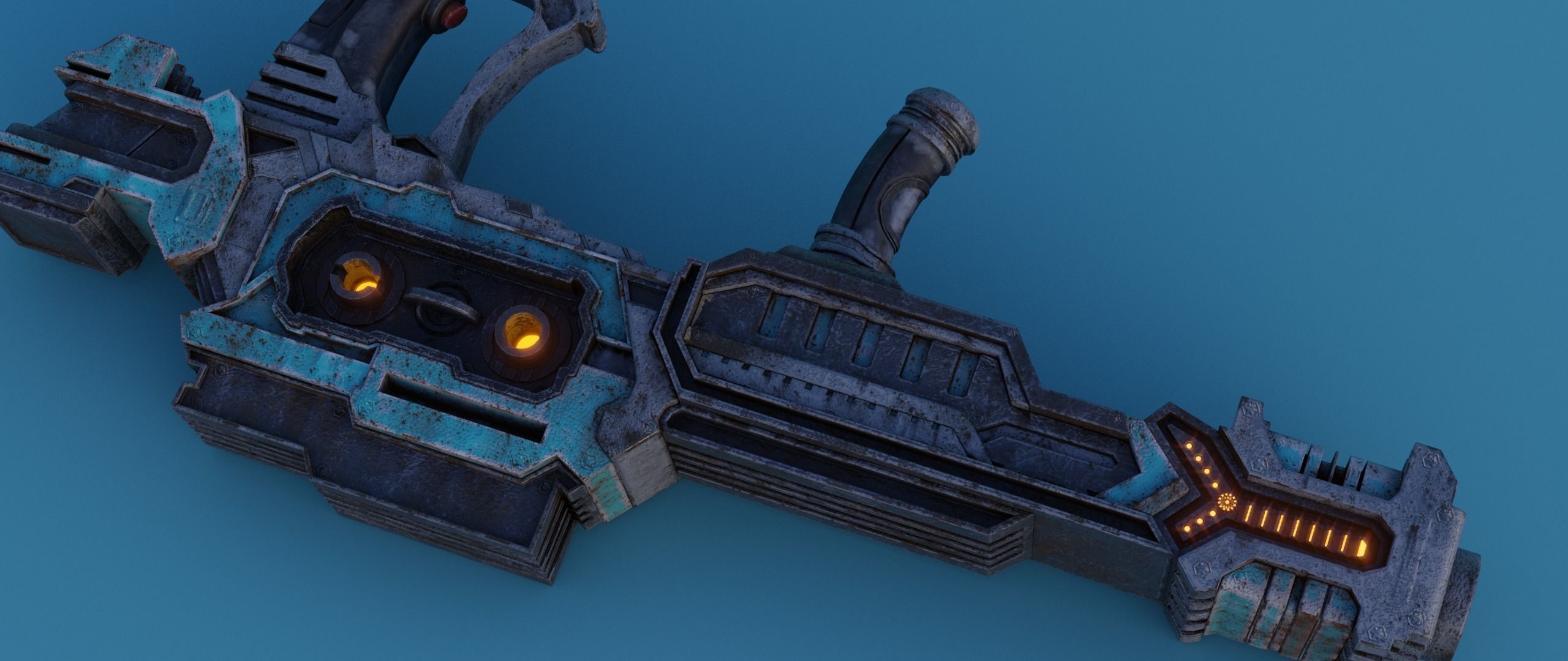 Sci-fi Heavy Blaster Low-poly 3D model_24