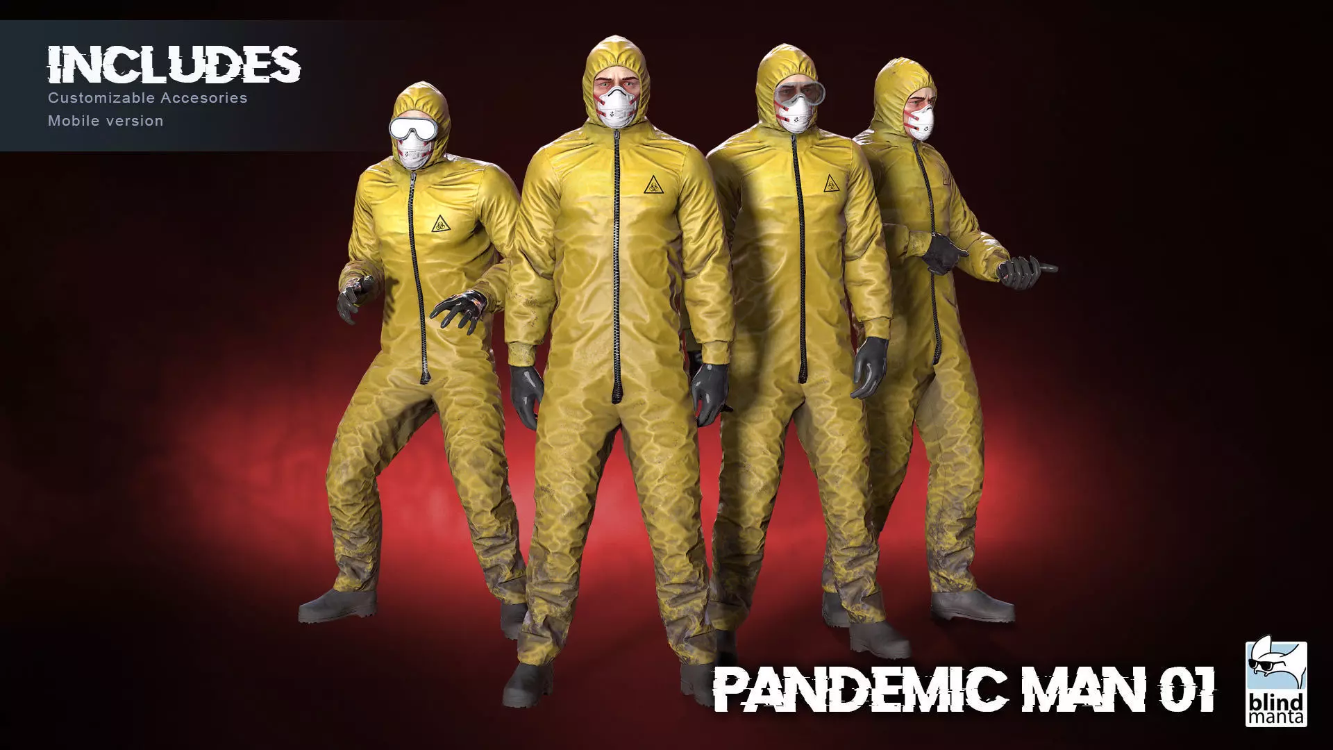 Pandemic man 01 Low-poly 3D model