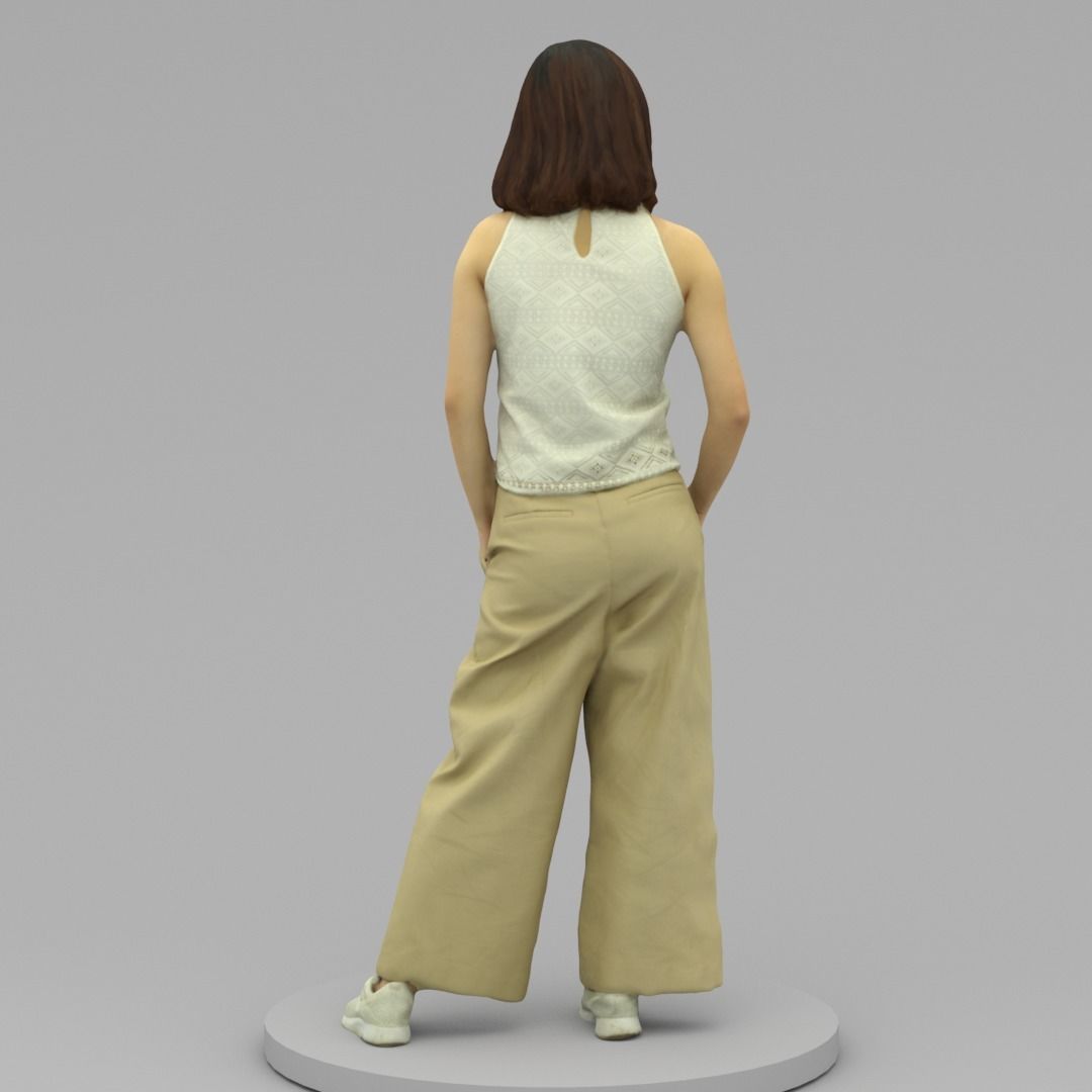 A Young Woman Posing With Hands in Pockets II 3D model_3