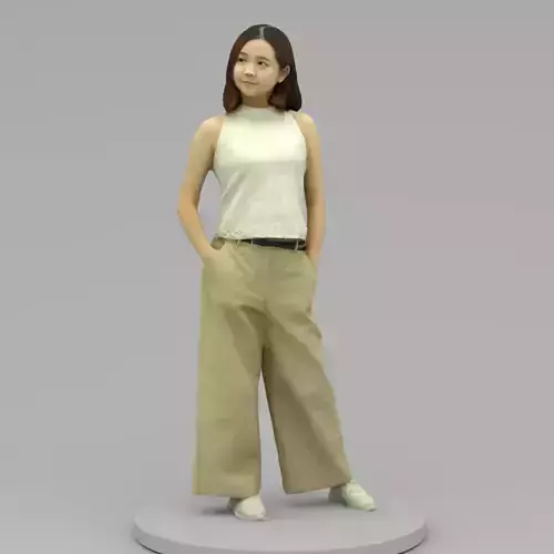 A Young Woman Posing With Hands in Pockets II 3D model