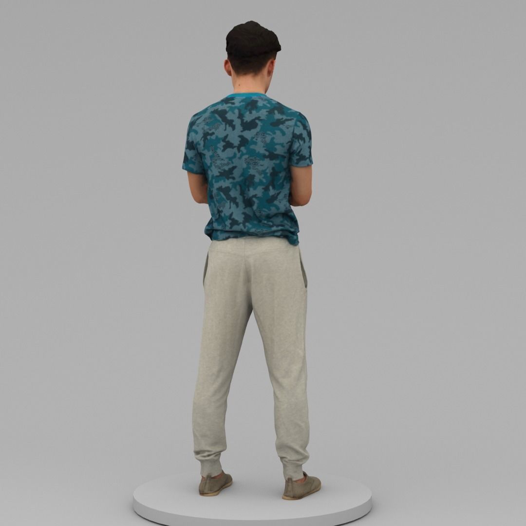 A Strong Young Man Standing Alone 3D model_3