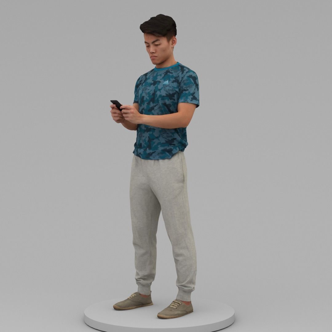 A Strong Young Man Standing Alone 3D model_1