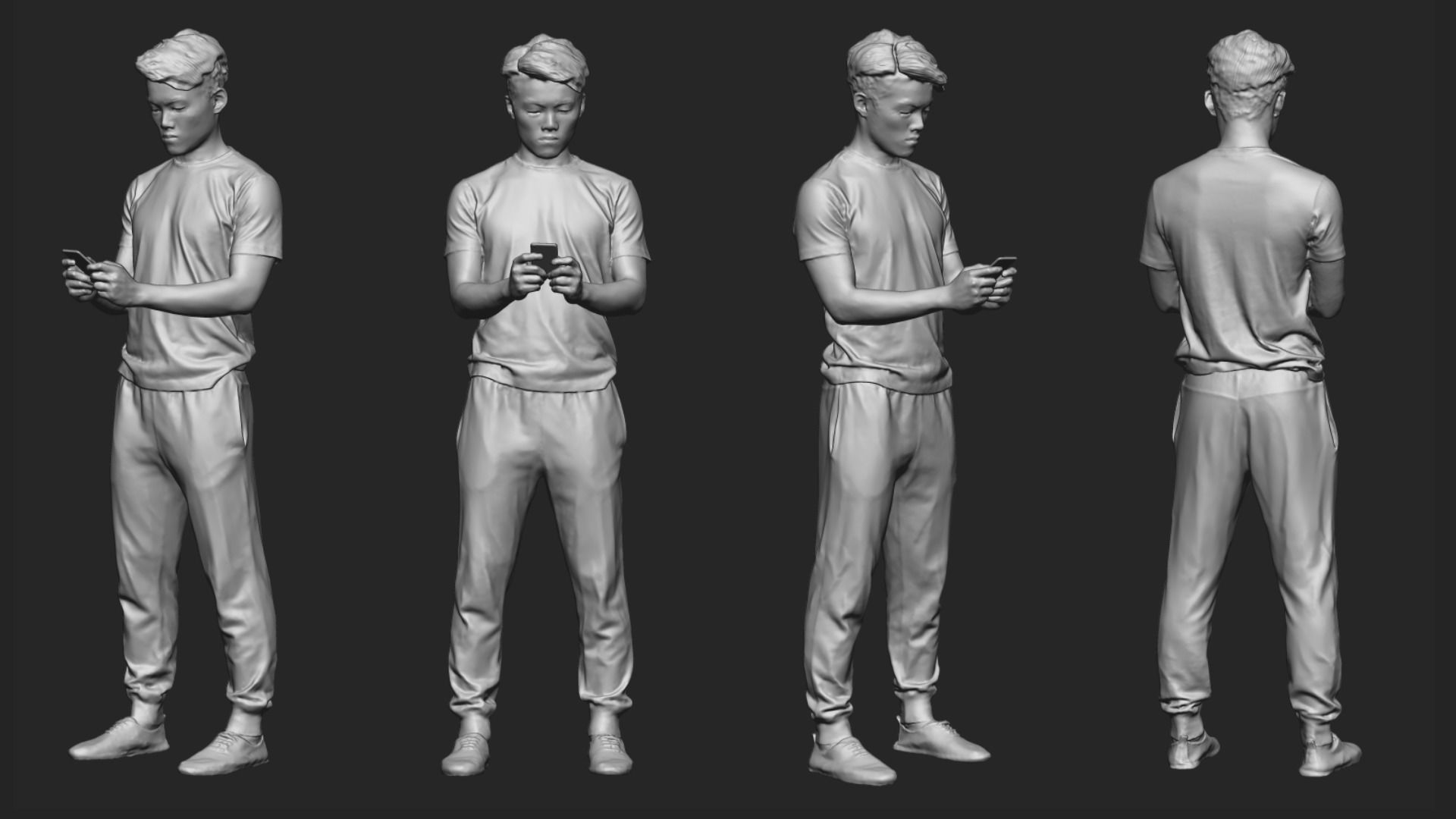 A Strong Young Man Standing Alone 3D model_6