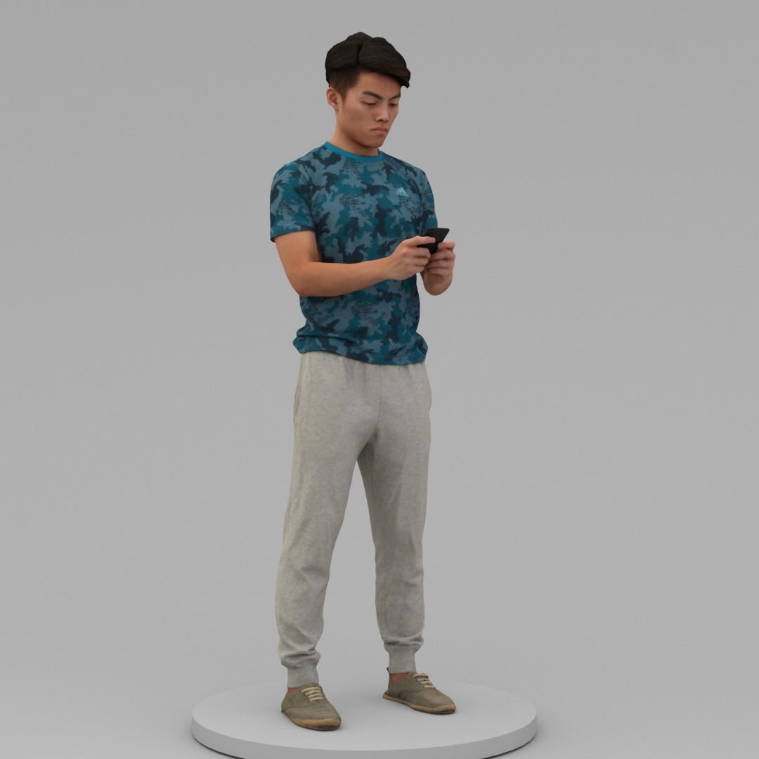 A Strong Young Man Standing Alone 3D model_2