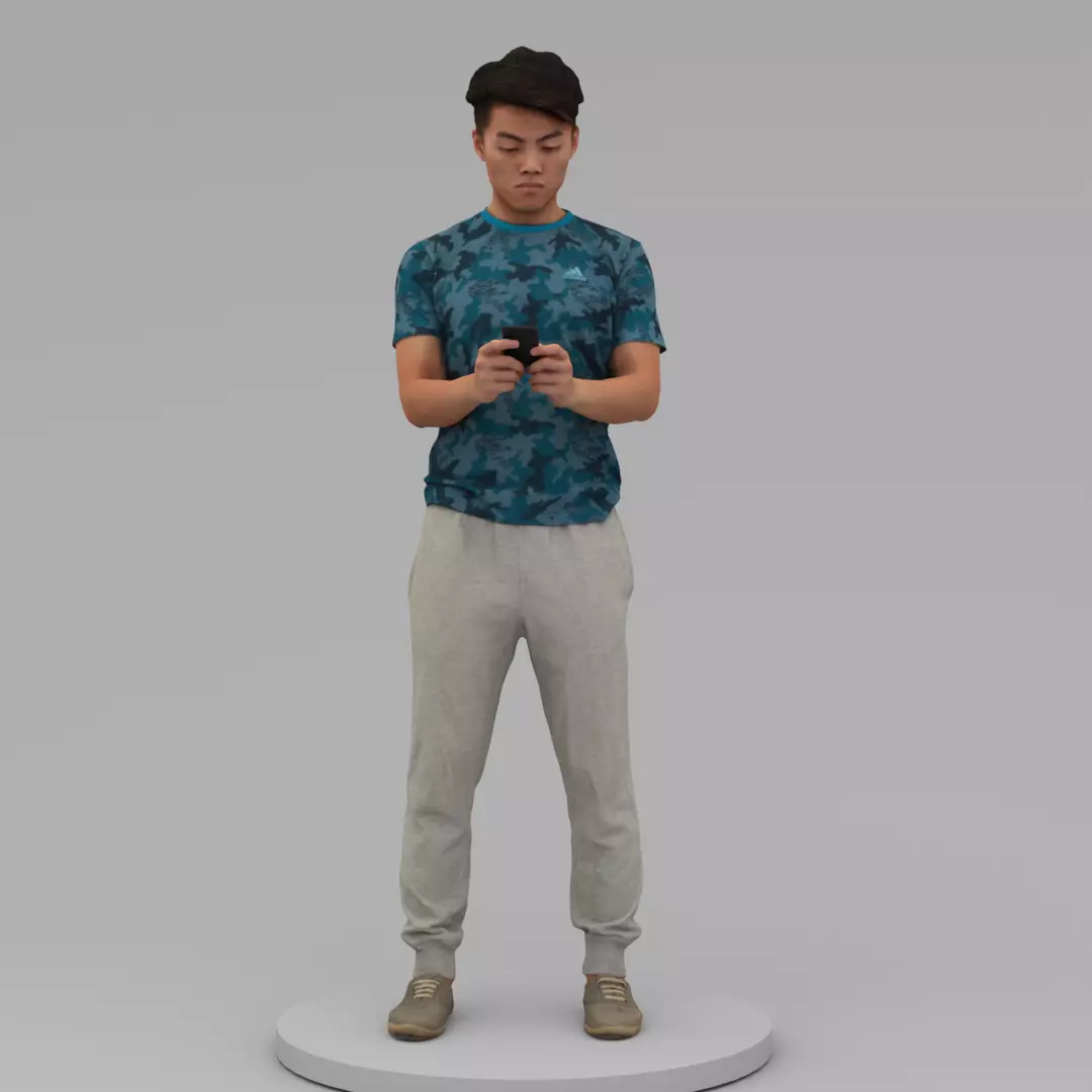 A Strong Young Man Standing Alone 3D model_0