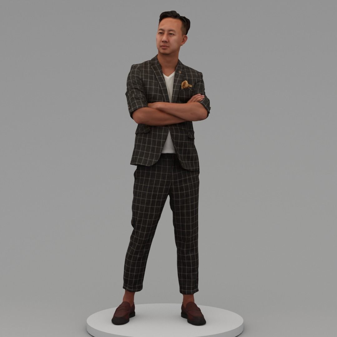 A Middle-aged Man With Arms Crossed 3D model_1