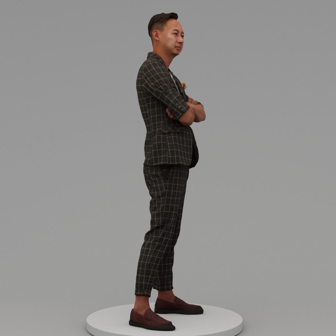 A Middle-aged Man With Arms Crossed 3D model_2