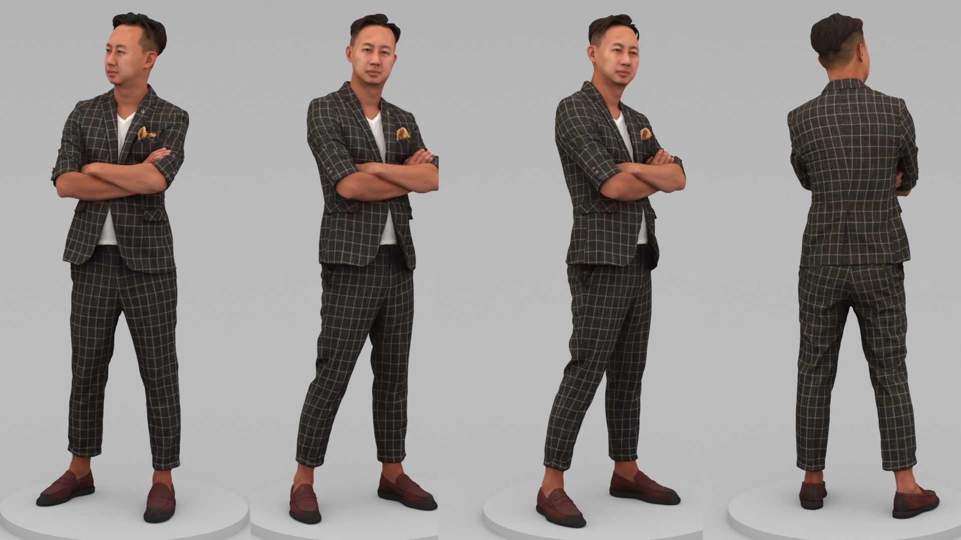 A Middle-aged Man With Arms Crossed 3D model_4