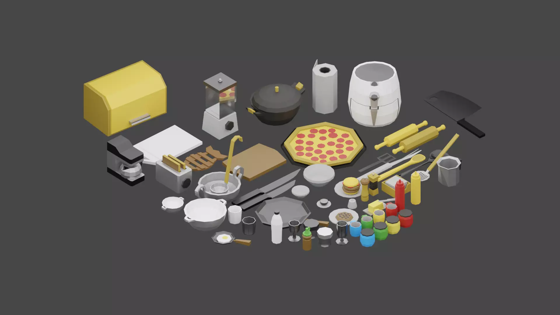 Kitchen Props Low-poly 3D model