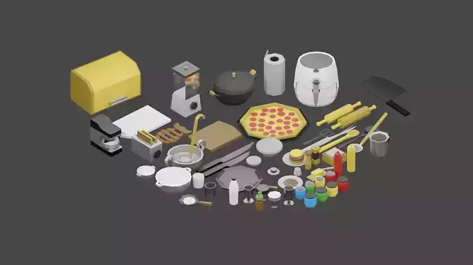 Kitchen Props  Low-poly 3D model