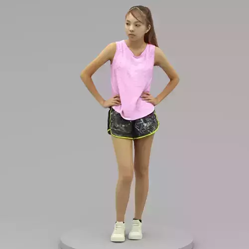 A Cool Young Woman Posing In Akimbo Posture 3D model