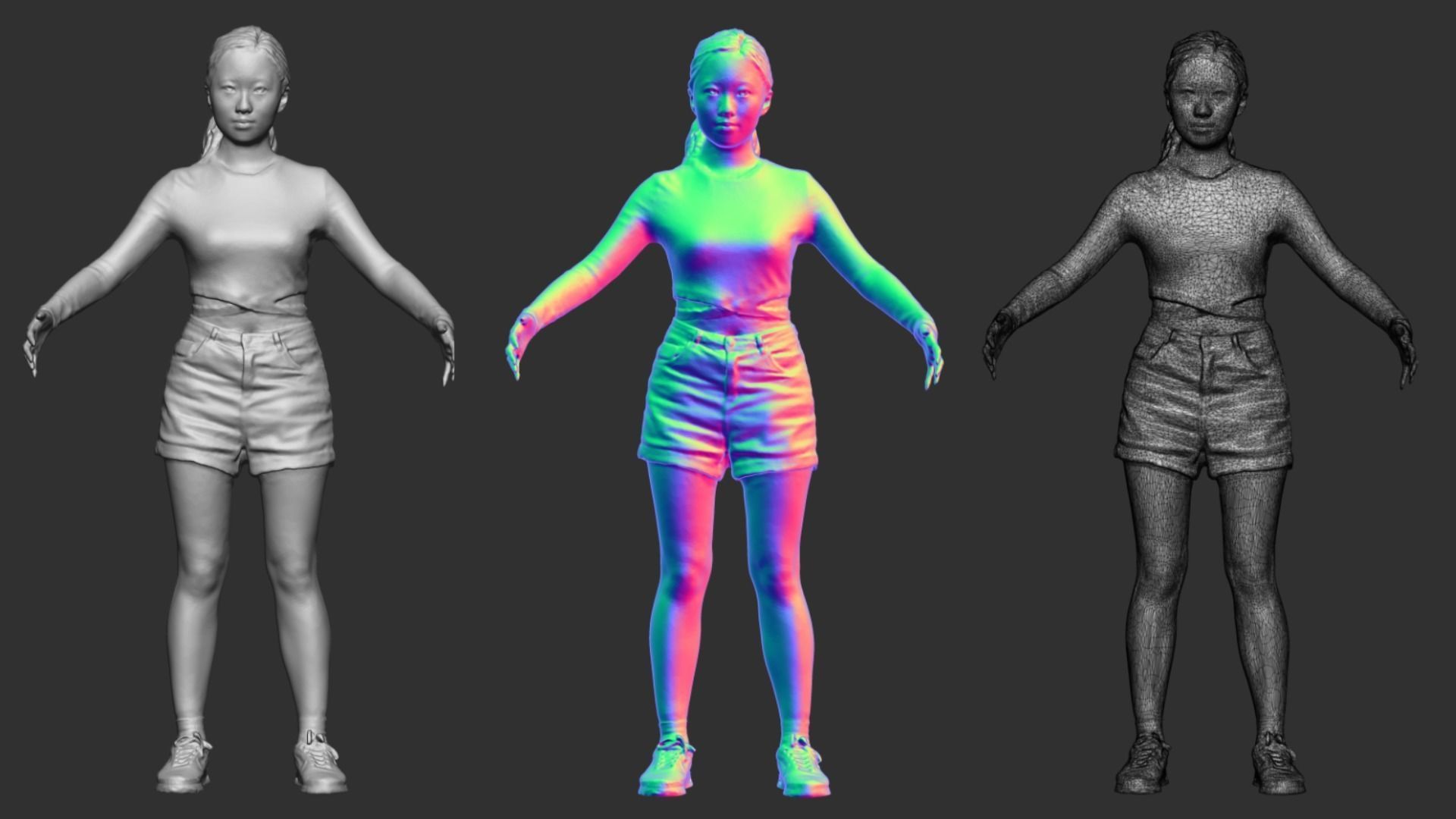 A Young Woman With A Pose 3D model_6