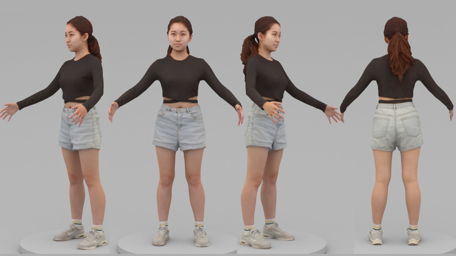 A Young Woman With A Pose 3D model_4
