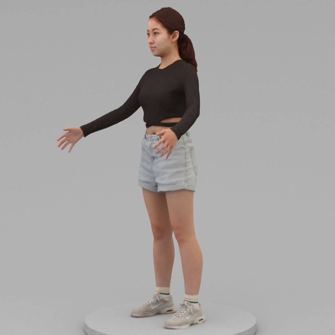 A Young Woman With A Pose 3D model_1