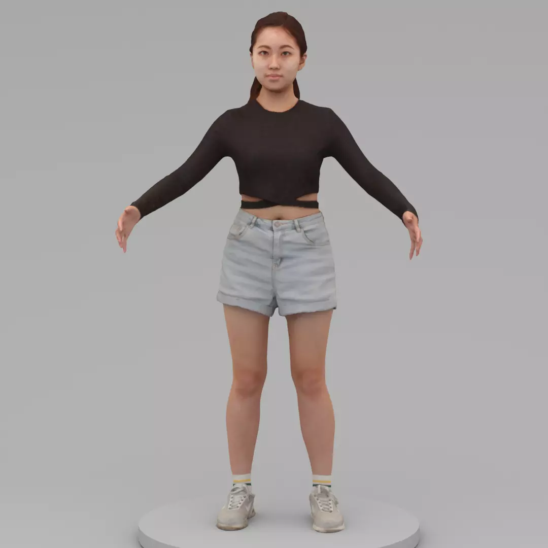 A Young Woman With A Pose 3D model_0