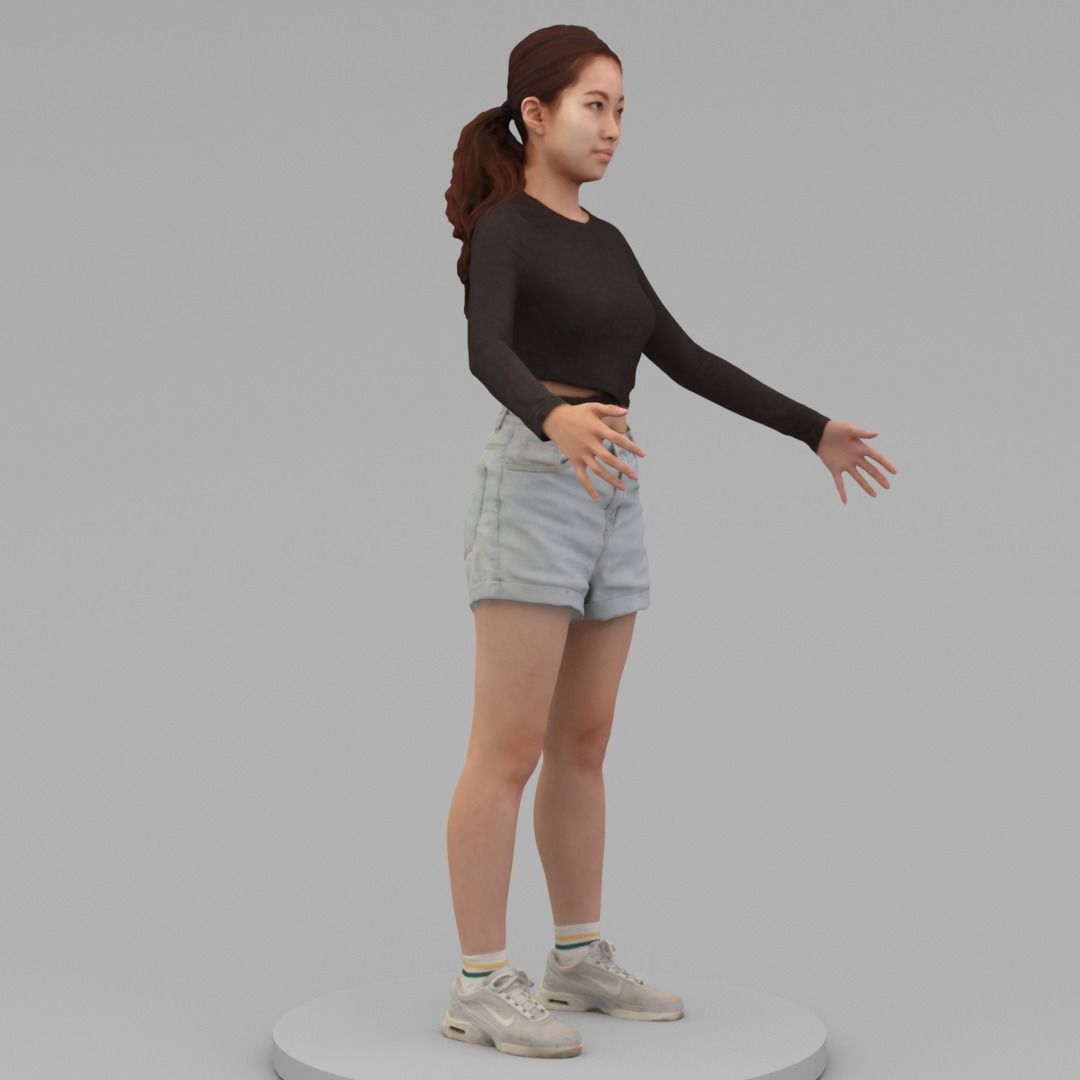 A Young Woman With A Pose 3D model_2