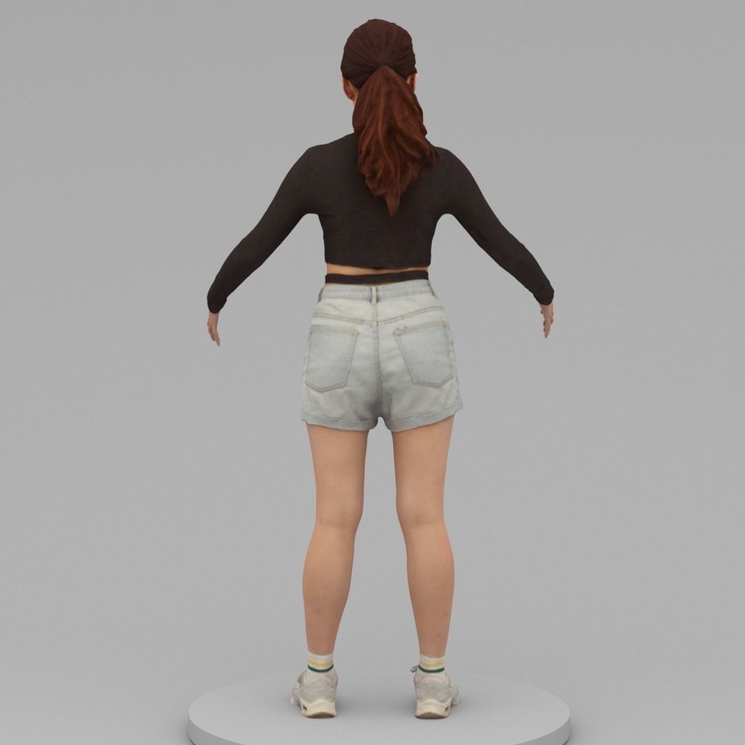 A Young Woman With A Pose 3D model_3