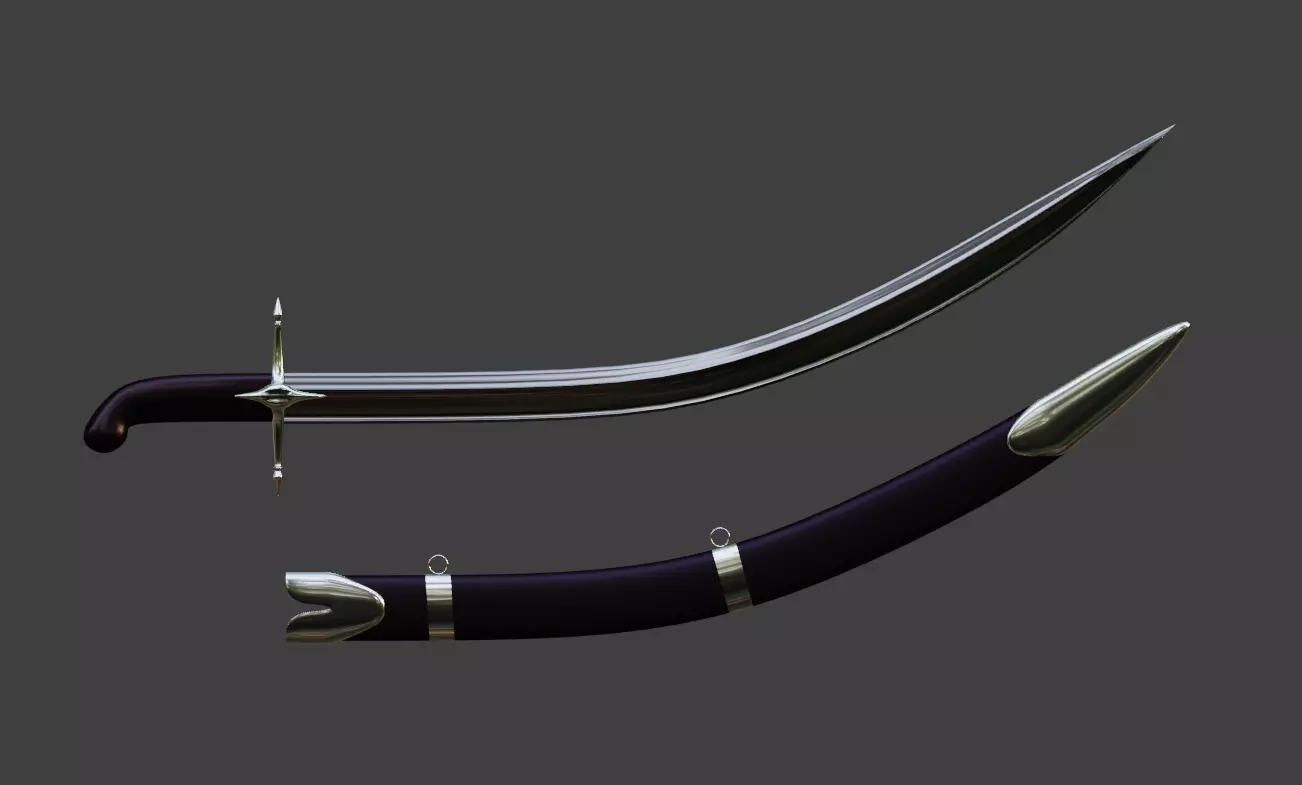 Scimitar and scabbard Free 3D model