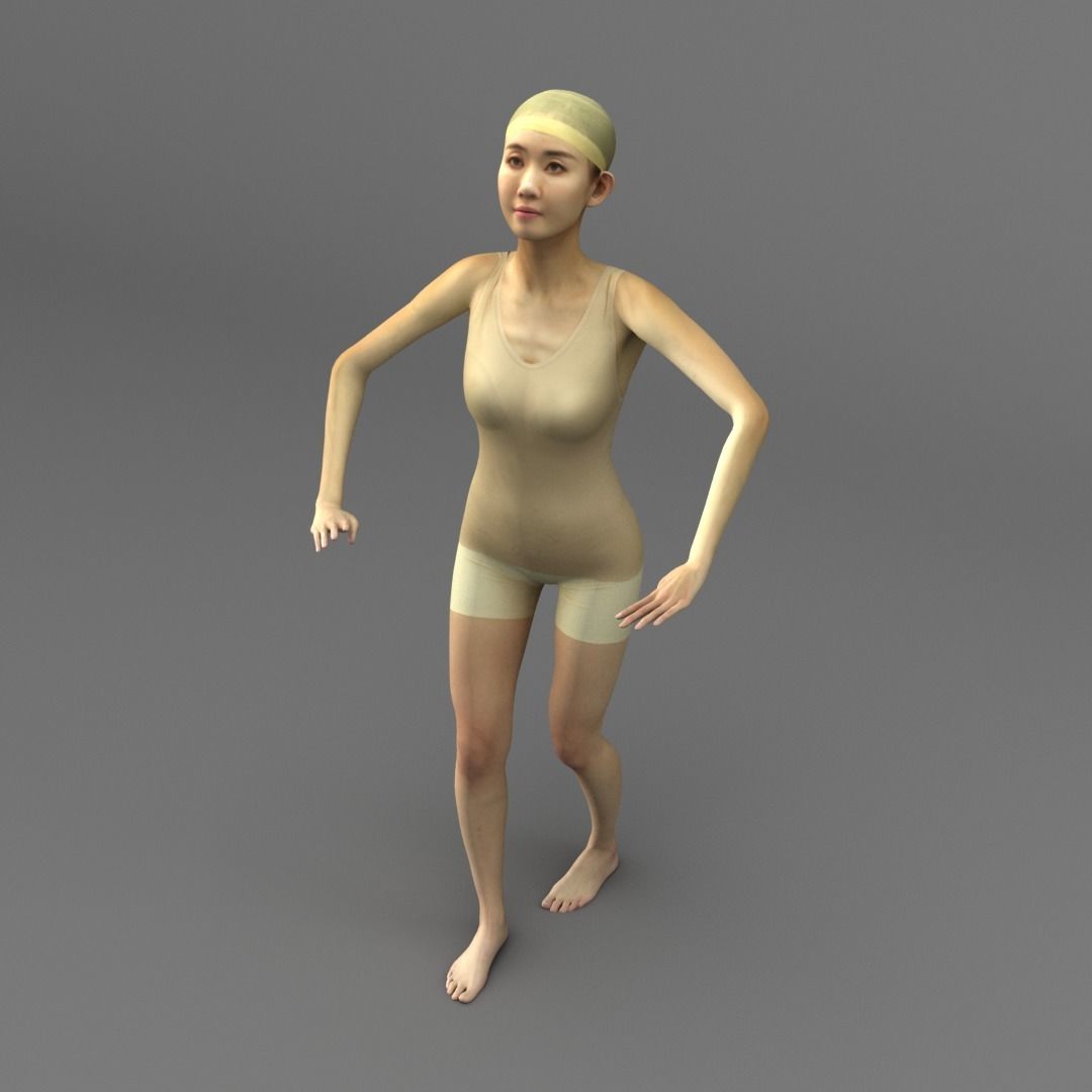 A Rigged Cool Lady 3D model_2
