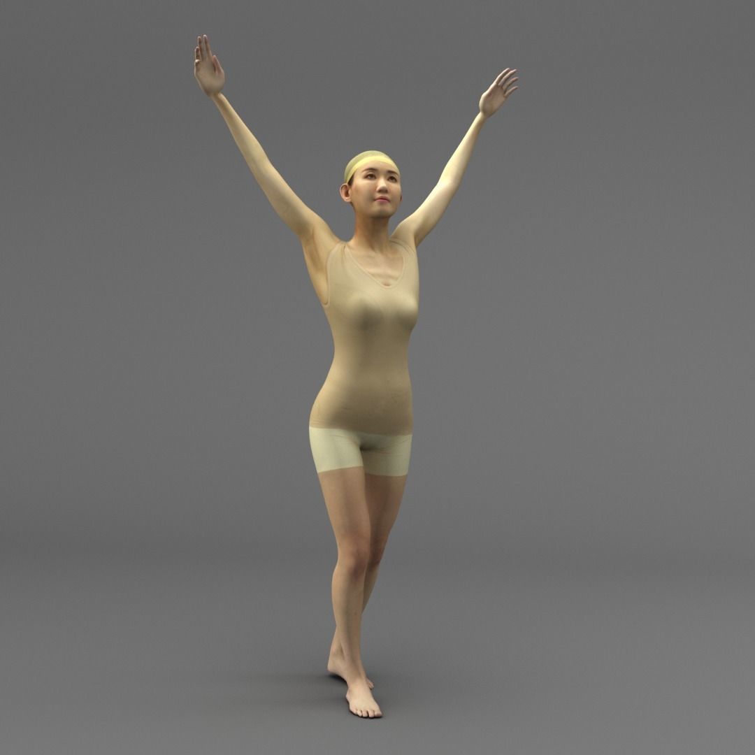A Rigged Cool Lady 3D model_3