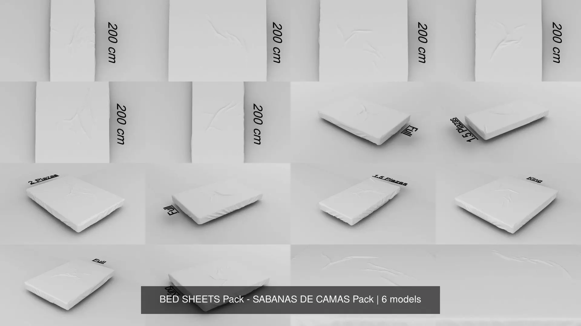 BED SHEETS Pack - SABANAS DE CAMAS Pack 3D Model Collection_2