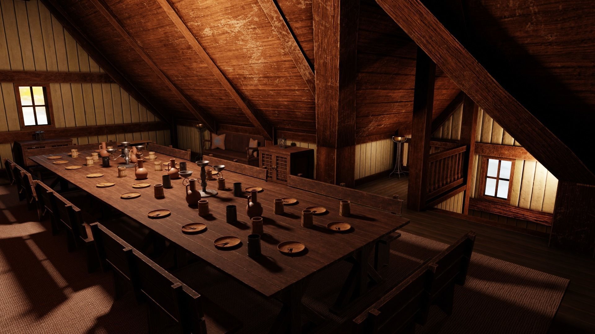 3D model Medieval Inn with Interior VR / AR / low-poly | CGTrader