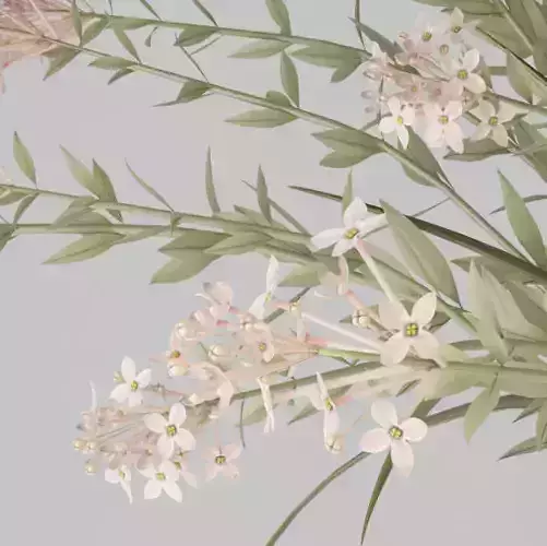 Realistic Detailed Lilac Cluster Flower Bouquet bush Pot Decor 3D model