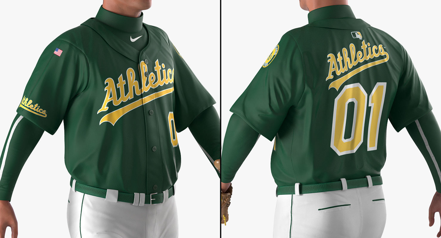 Baseball Player Rigged Athletics 3D model_9