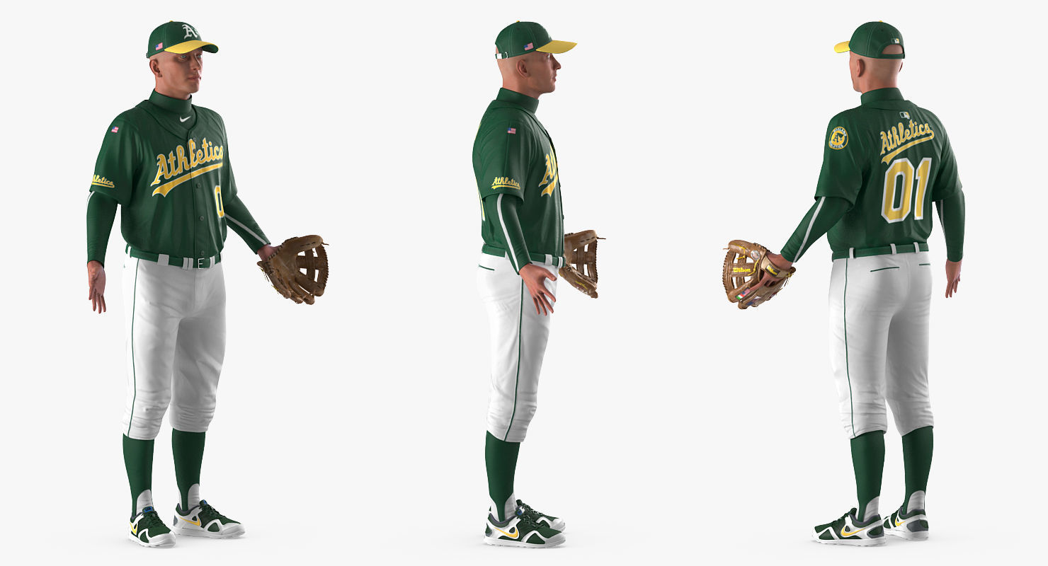 Baseball Player Rigged Athletics 3D model_6