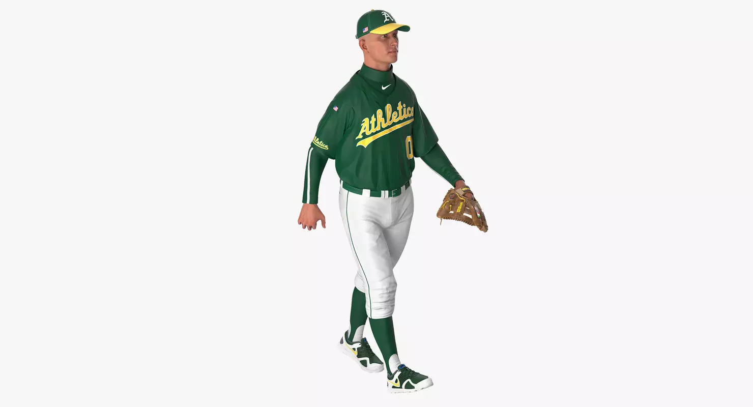Baseball Player Rigged Athletics 3D model_0