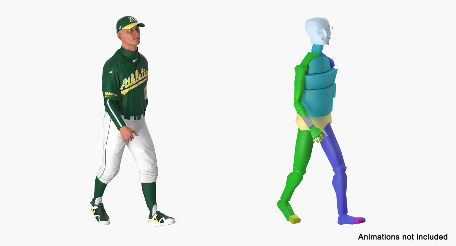Baseball Player Rigged Athletics 3D model_16