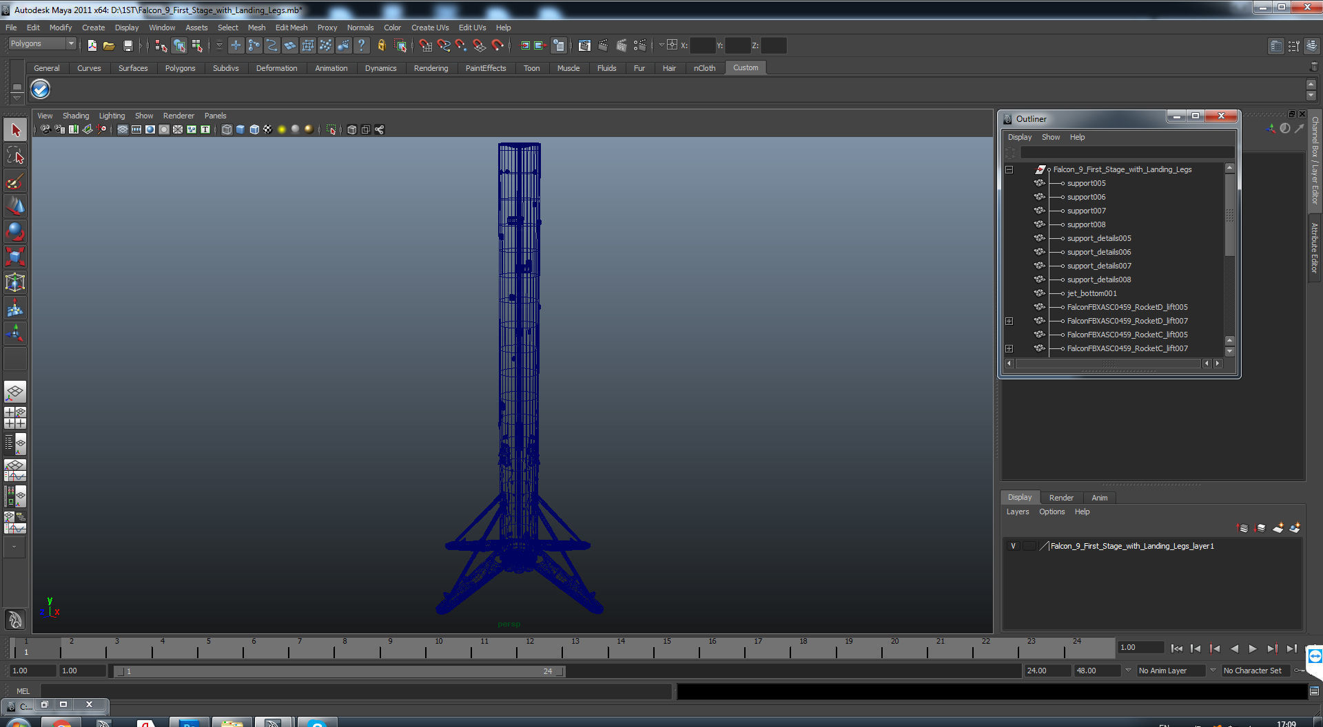 Falcon 9 First Stage with Landing Legs 3D model_15