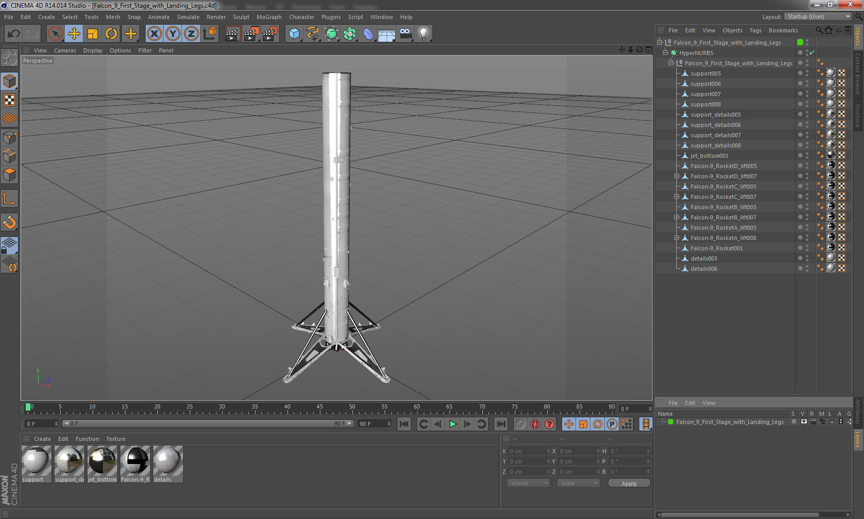 Falcon 9 First Stage with Landing Legs 3D model_14