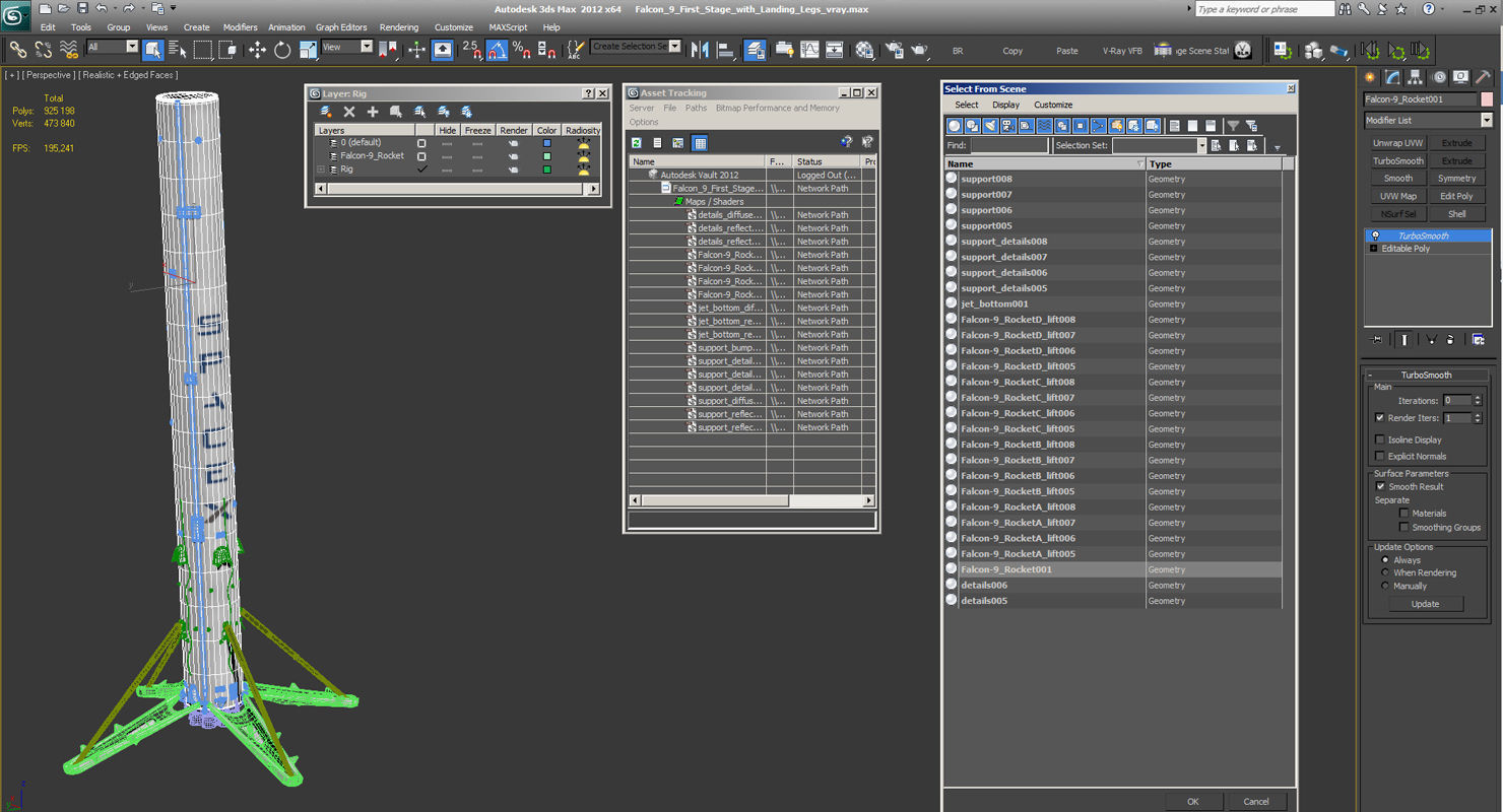 Falcon 9 First Stage with Landing Legs 3D model_13