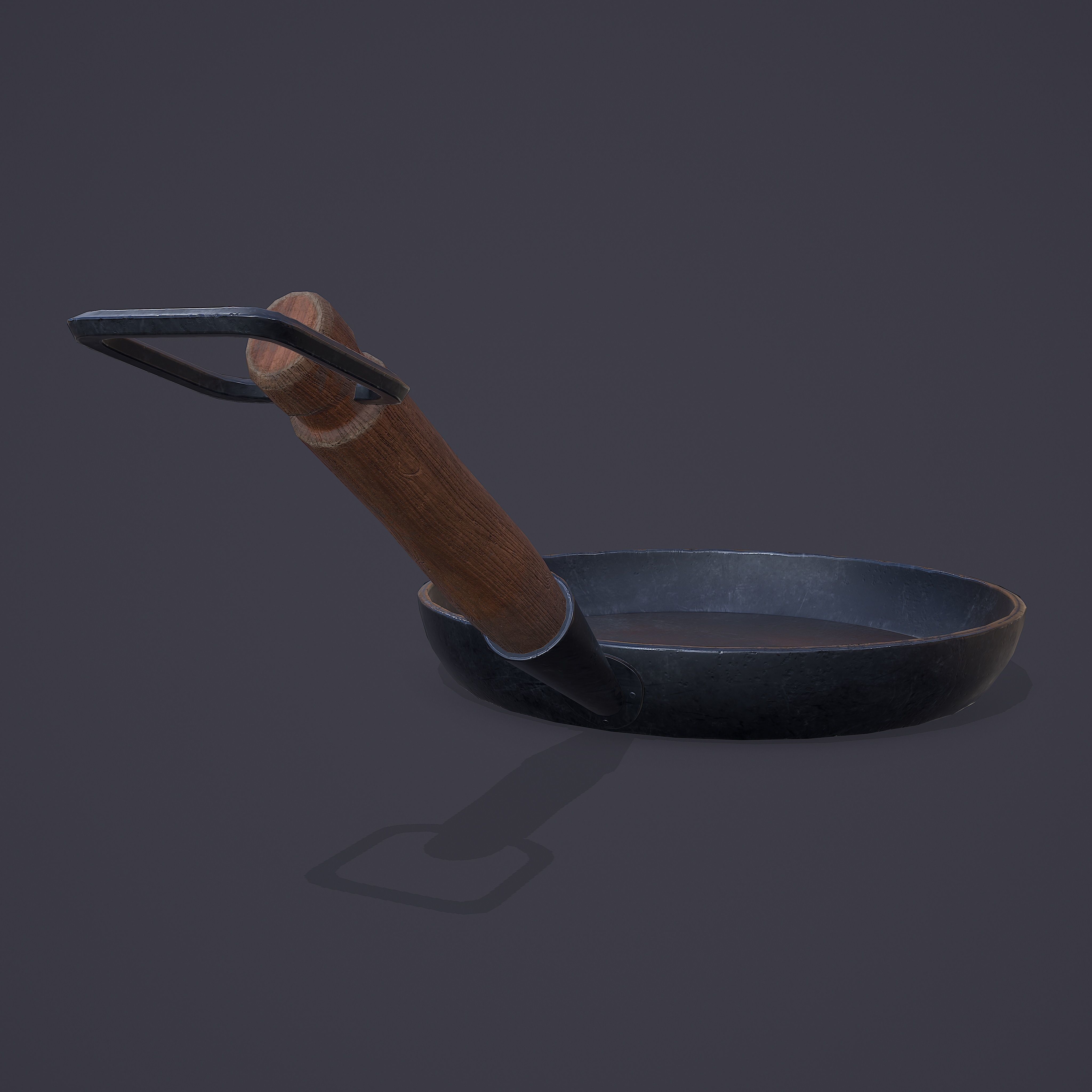 Medieval Frying Pan Low-poly 3D model_6
