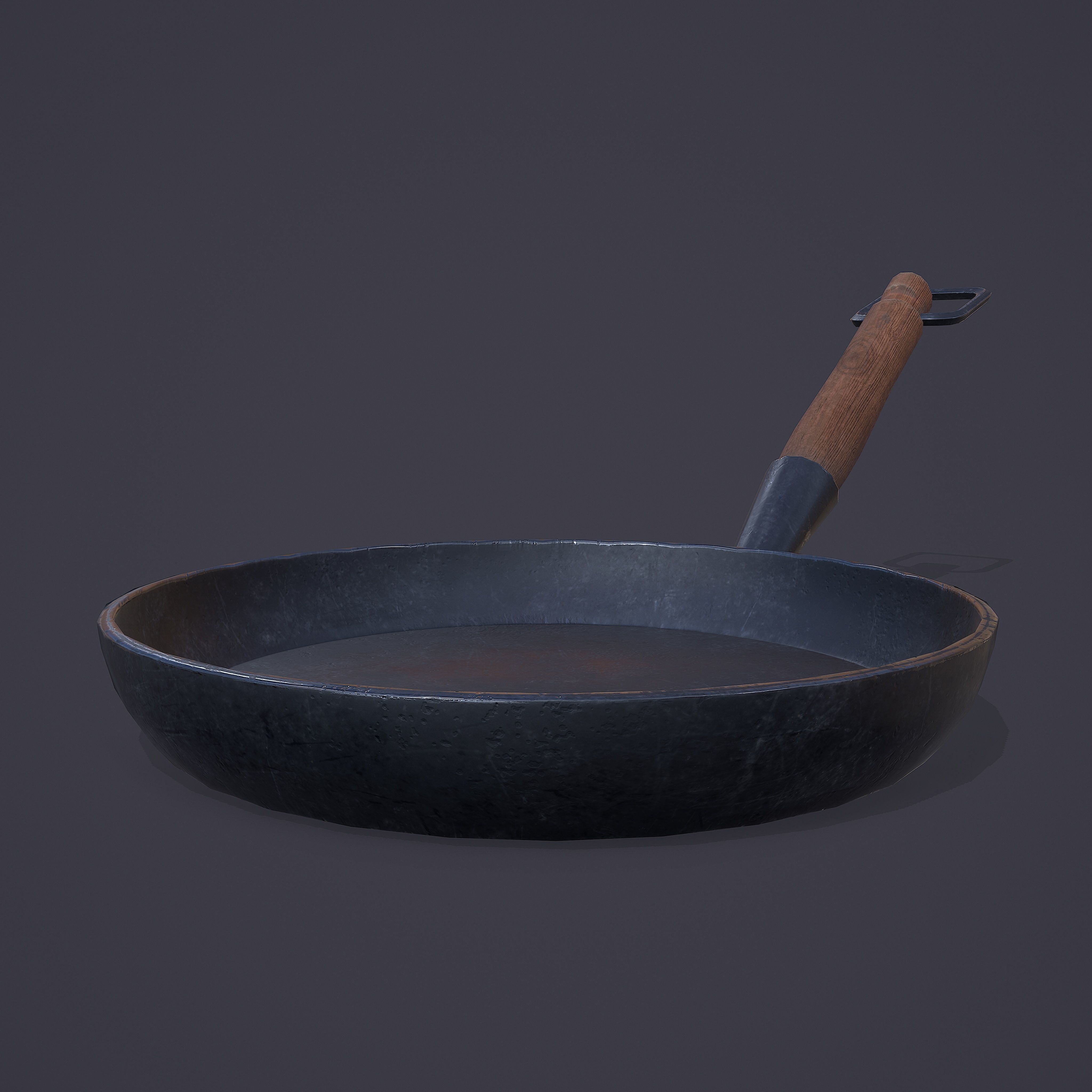 Medieval Frying Pan Low-poly 3D model_10