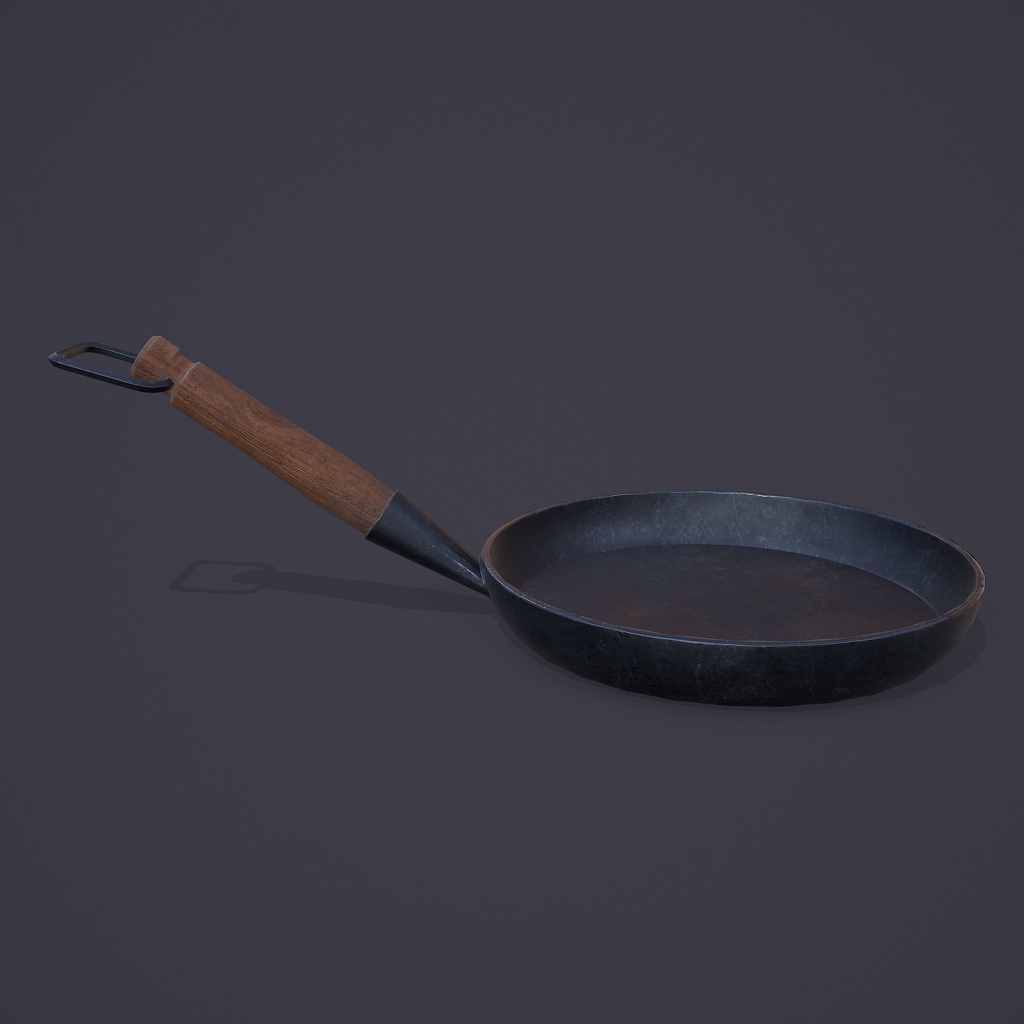 Medieval Frying Pan Low-poly 3D model_9