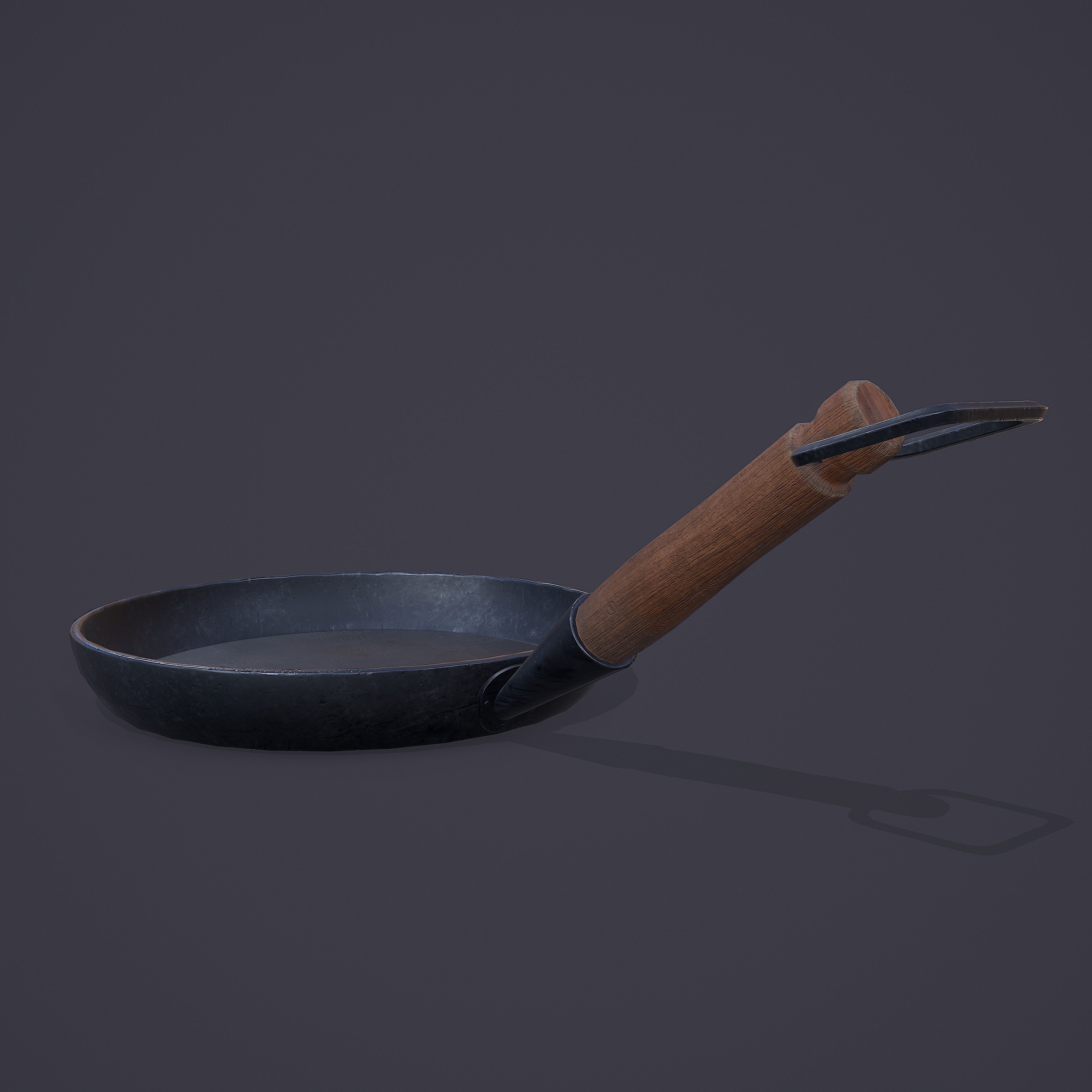 Medieval Frying Pan Low-poly 3D model_7