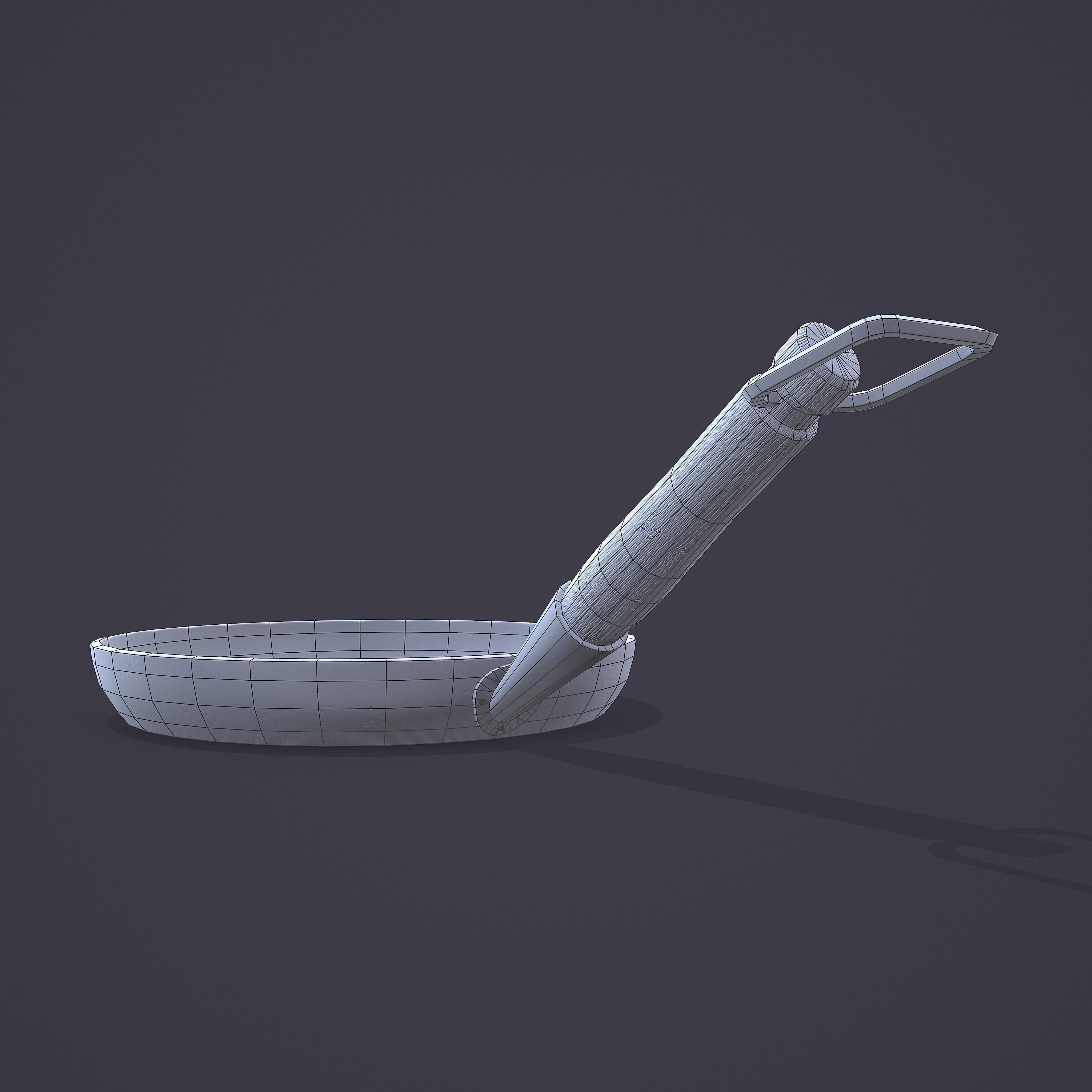 Medieval Frying Pan Low-poly 3D model_25