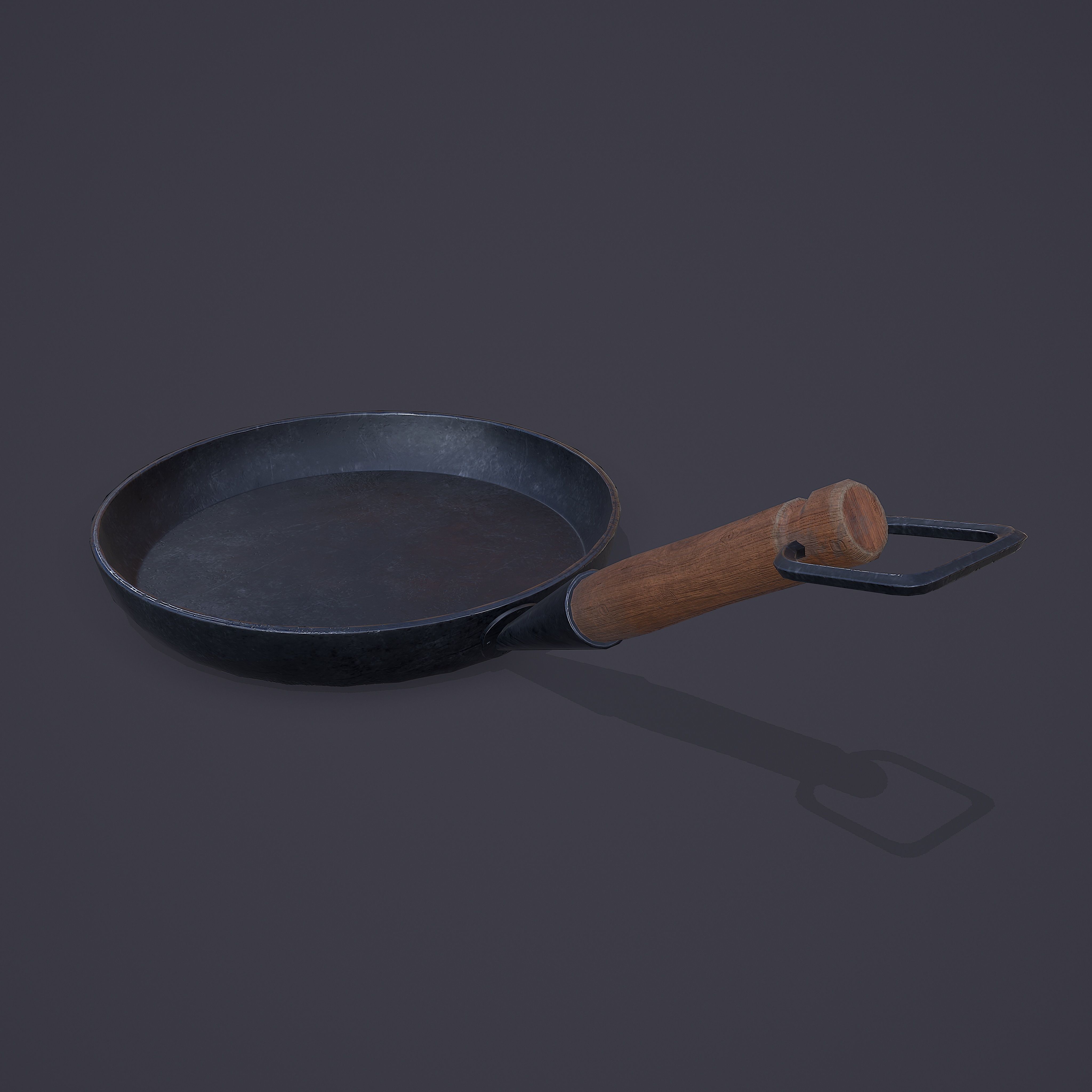 Medieval Frying Pan Low-poly 3D model_3