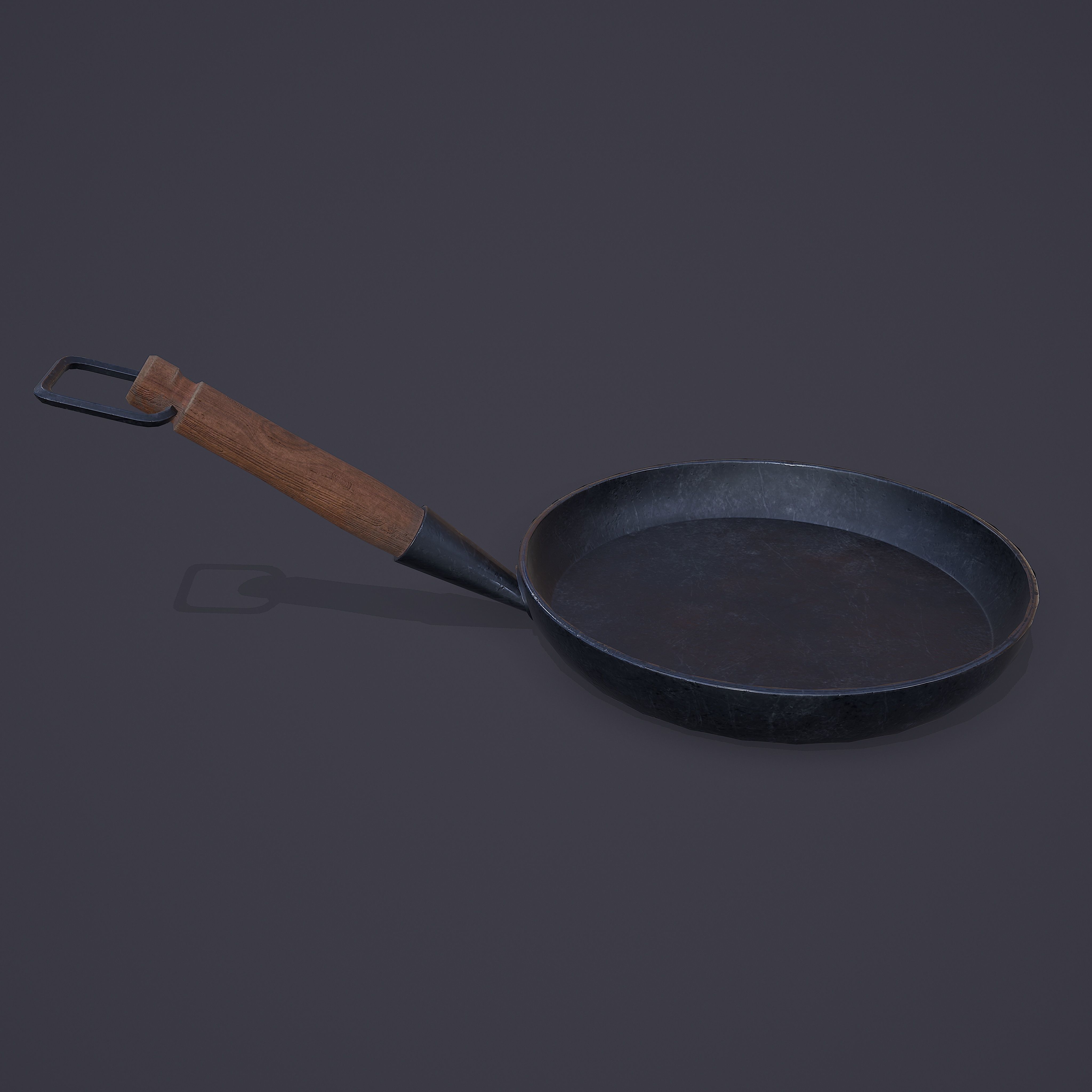 Medieval Frying Pan Low-poly 3D model_5
