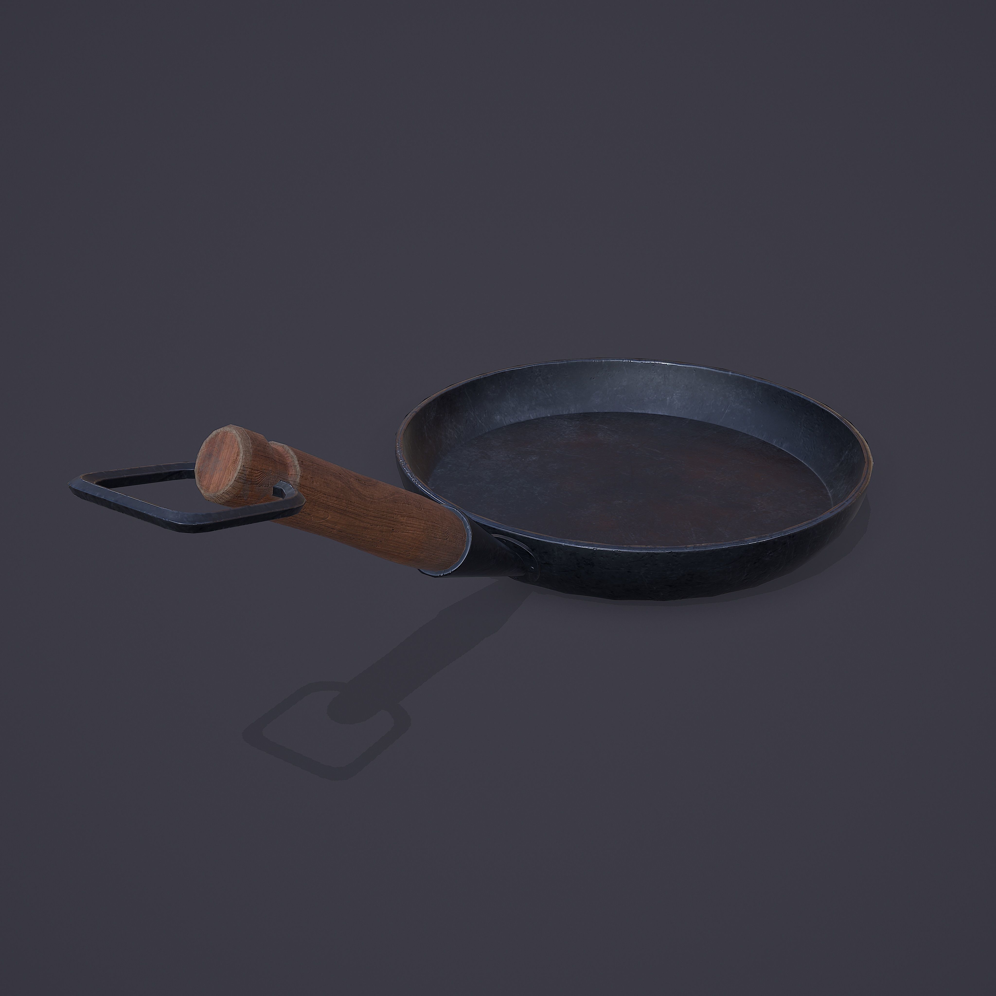 Medieval Frying Pan Low-poly 3D model_4