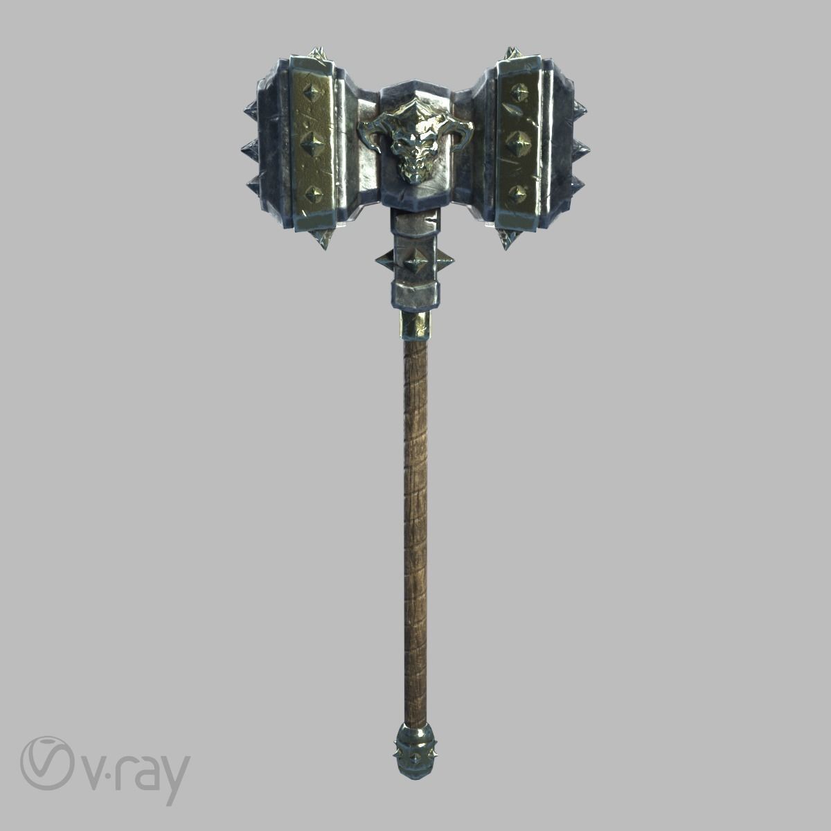 Spiked warhammer Low-poly 3D model_13