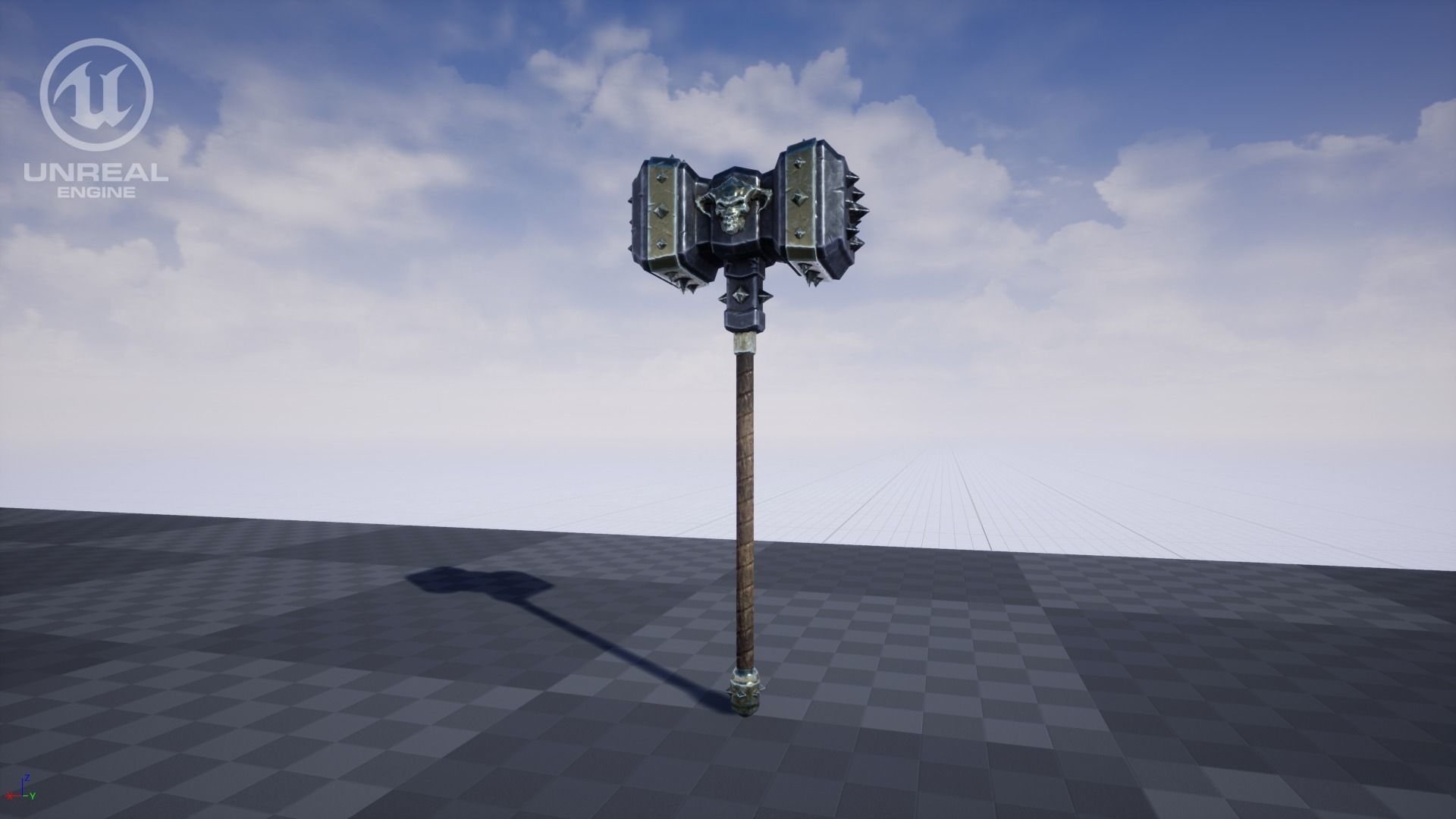 Spiked warhammer Low-poly 3D model_14